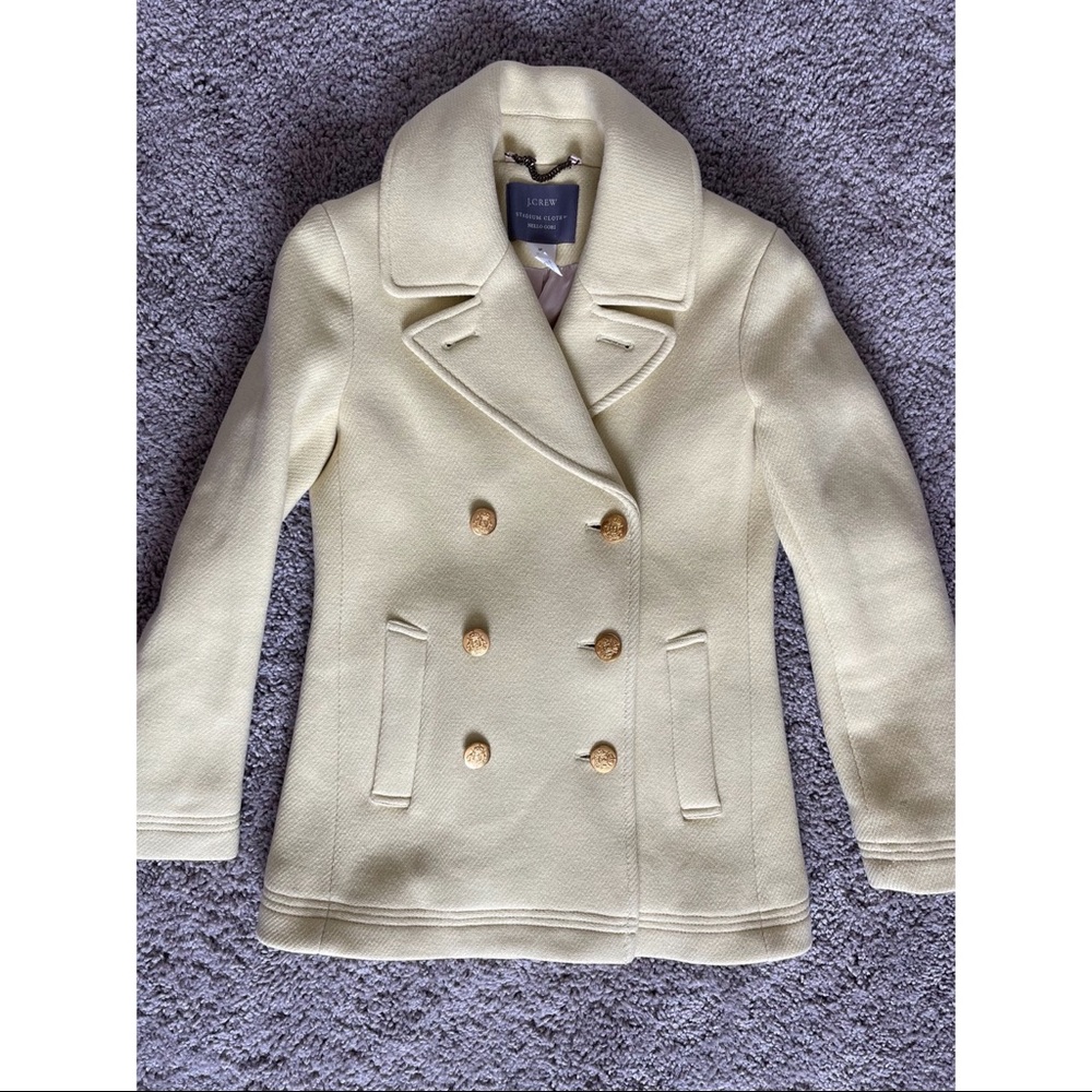 Jcrew Stadium Cloth by Nello Gori Pale Yellow Peacoat Size 0P like new